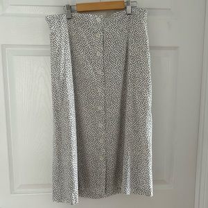 Old Navy Button-Front Midi Skirt - Black and White Polka Dots - Size L